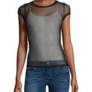 T.D.C. Womens Short Sleeve See Thru Tee Black New